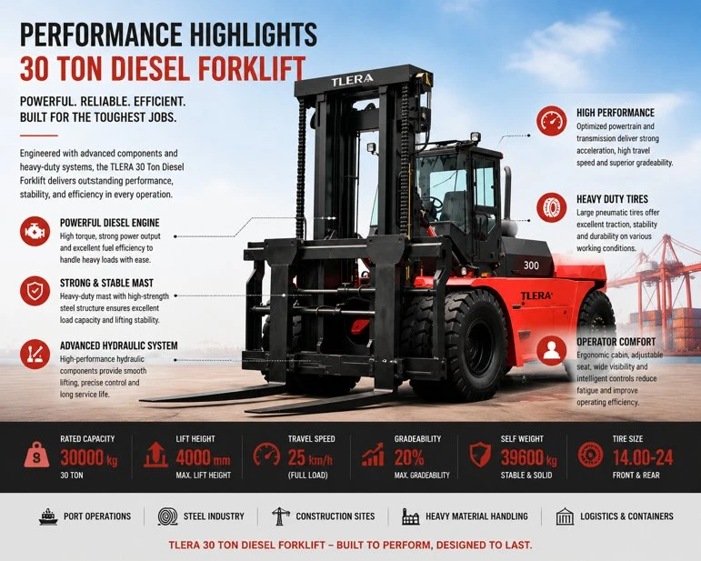 tlera-30ton-diesel-forklift-performance-highlights-engine-hydraulic-system tlera-30ton-diesel-forklift-performance-highlights-engine-hydraulic-system